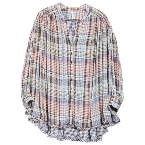 FREE PEOPLE Come On Over Plaid Button
Down Shirt S - Picture 4 of 6